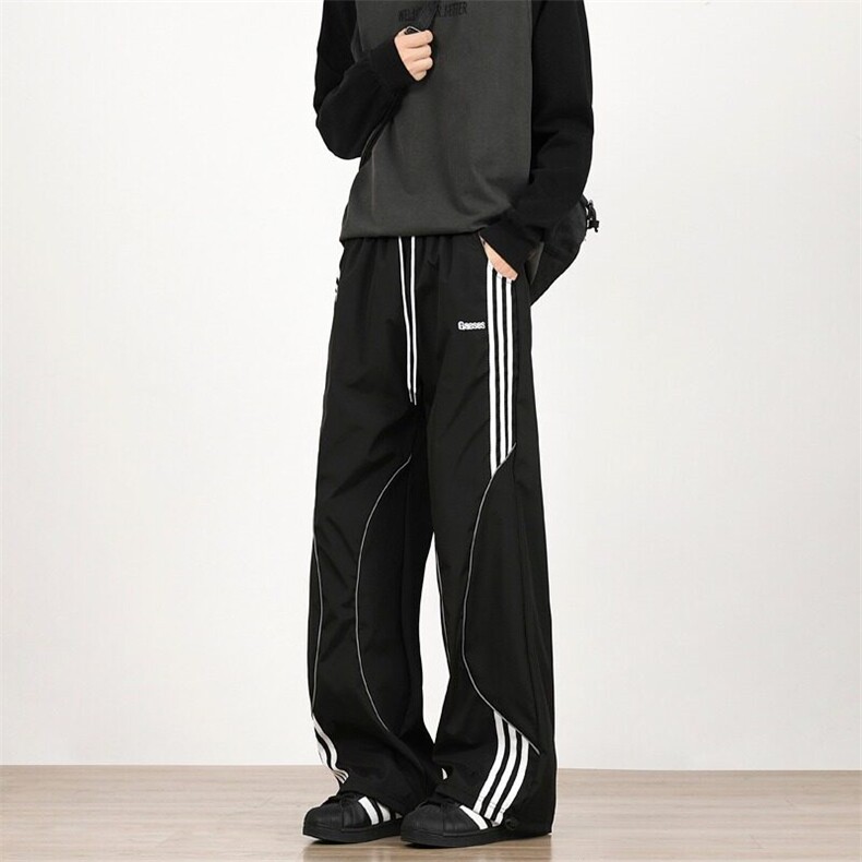 美式复古条纹拼接解构休闲运动裤男女hiphop街舞工装裤K886,男装休闲裤,星座1116A-1（原606A）