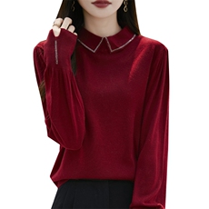 秋冬季新款毛衣女长袖显瘦时尚百搭翻领上衣，女装针织衫/毛衣，贵皇网供仓
