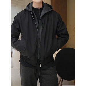 假两件拼接连帽加厚夹克外套新品双色毛绒内里 J96-P118图片