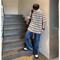 港风条纹短袖T恤男大码立体口袋设计短袖T恤男DT8768P40控59，男装T恤，星座226-1