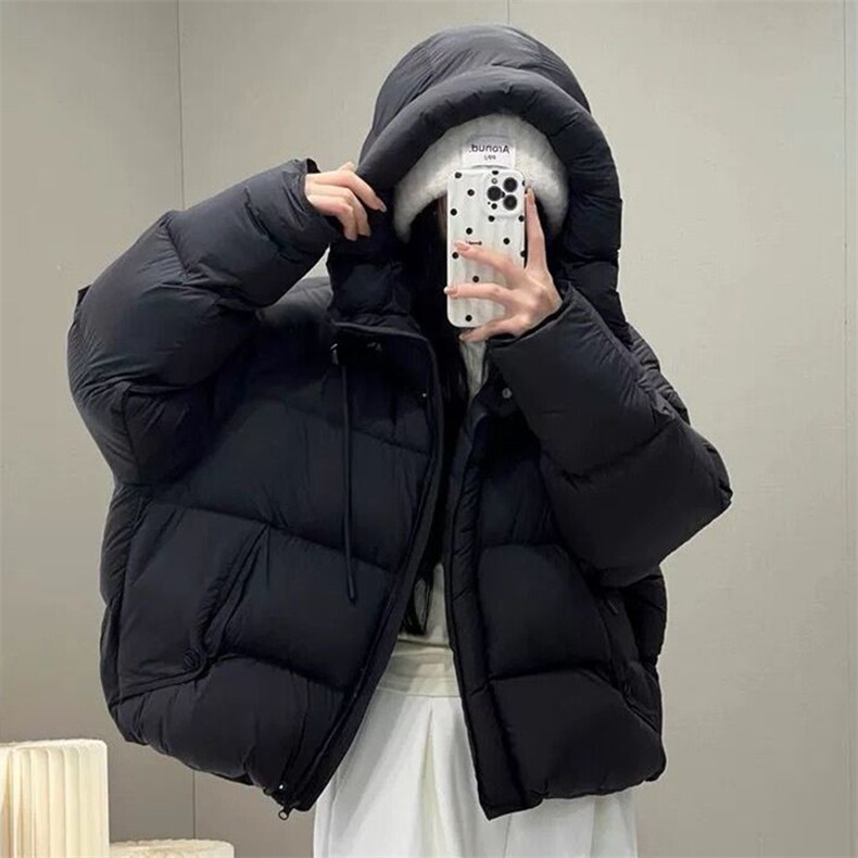 韩版连帽加厚白鸭绒羽绒服女短款2026新款泡芙感减龄保暖外套女,女装羽绒服,蓝诗依工厂店