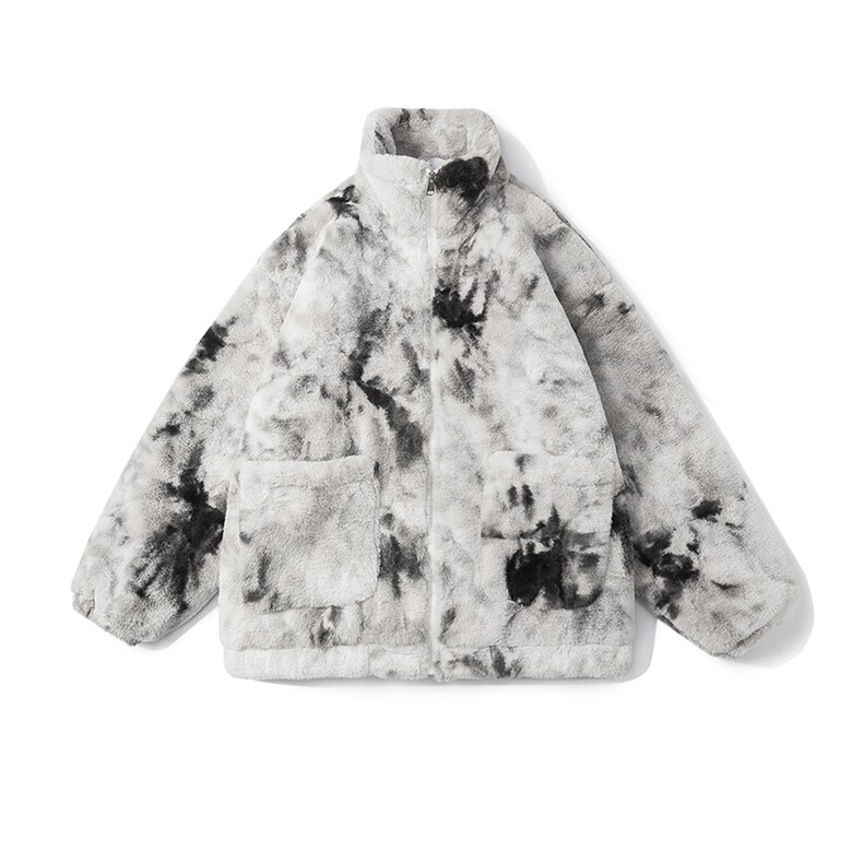 情侣风羊羔毛棉衣男夹克潮扎染港风毛绒外套男YG7503P128控168,男装棉衣,星座226-1