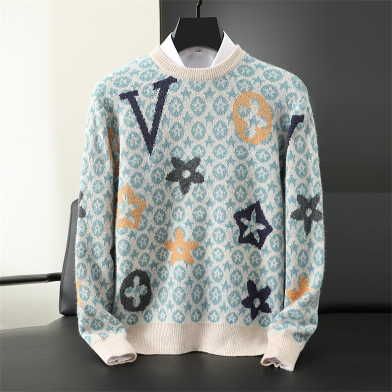 2025年秋季新款时尚百搭圆领男士针织衫通勤，男装针织衫/毛衣，江杉羊绒