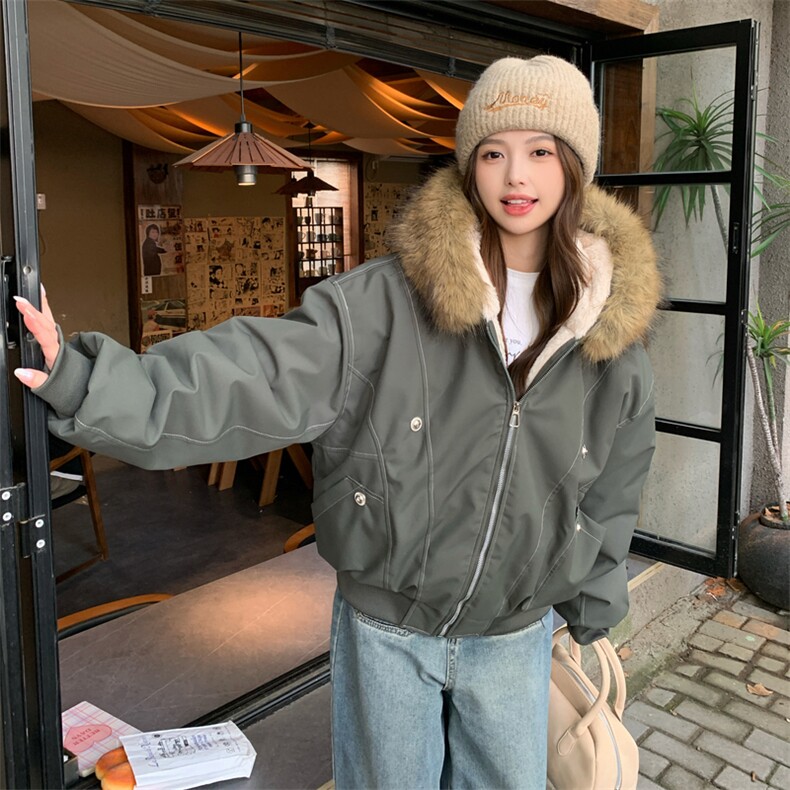 【主推】可脱卸毛领座山雕派克服宽松夹克外套A353-P155-K235,女装棉衣/棉服,2D148