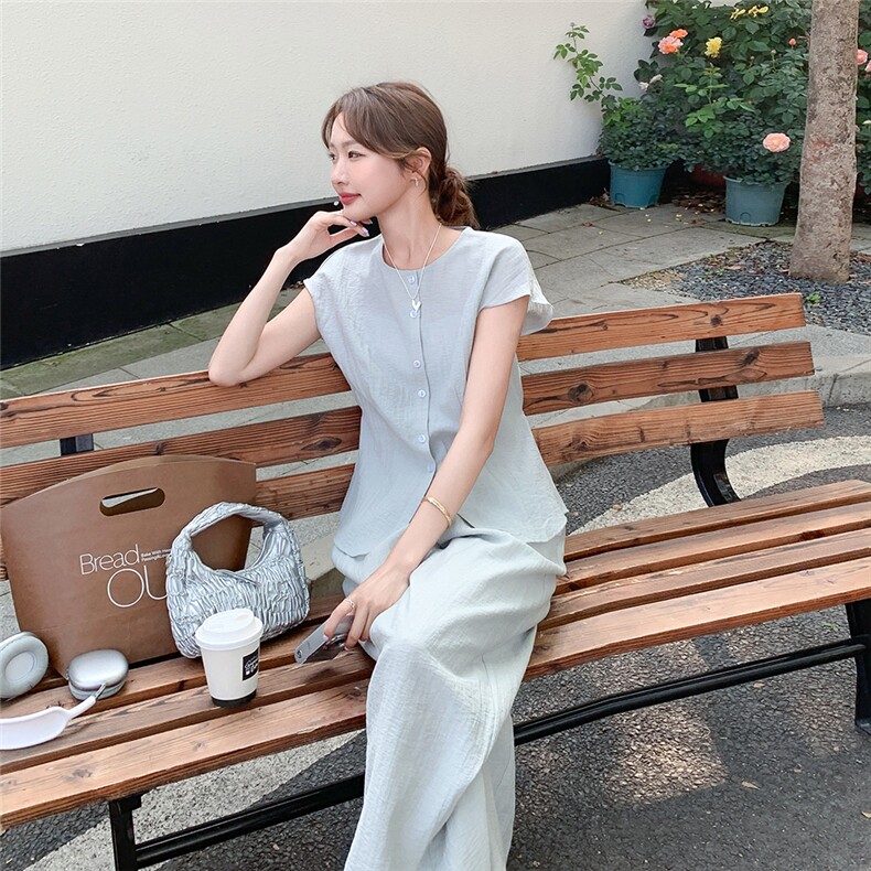 休闲风薄款时尚套装衬衫短裤简约夏装韩版轻熟通勤风短袖小香风,女装套装/套裙,2C205