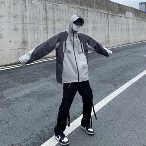 高街vib 潮机能风工装防水功能面料连帽冲锋衣XZ906-2-H153-P85图片
