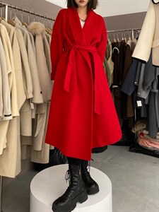 元气正红色腰带款羊绒大衣,其它,慕容神话