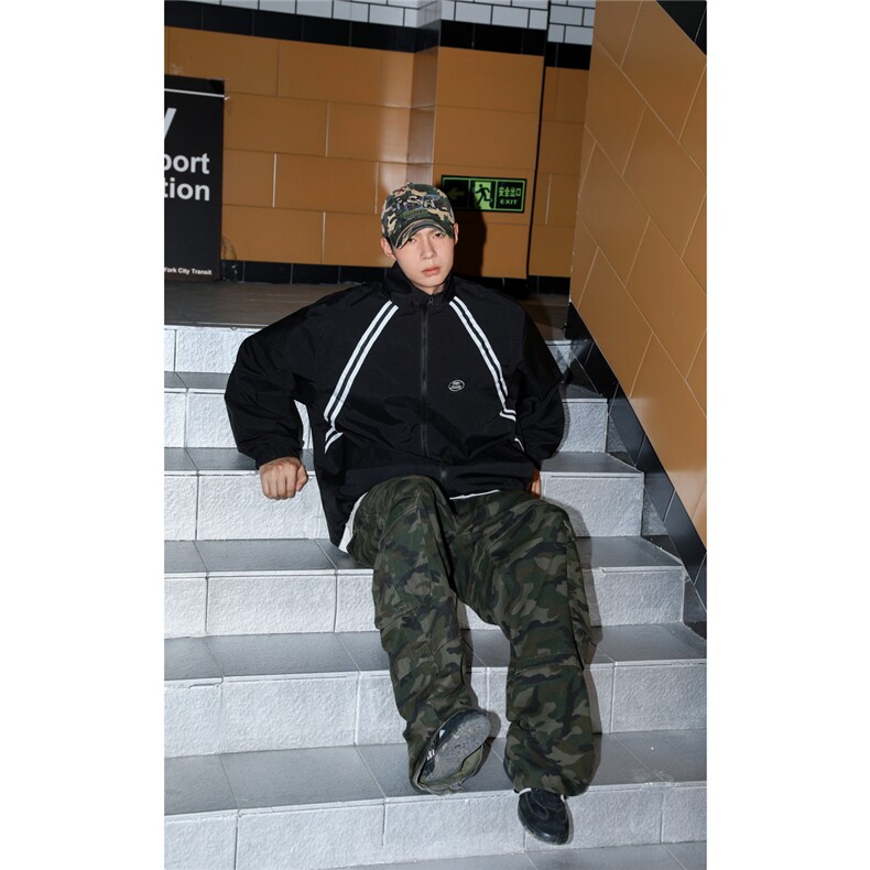 春秋夹克撞色外套痞帅运动风上衣美式大码潮1016-1JK74P78K98,男装夹克,星座1016-1（原电商B408-1）