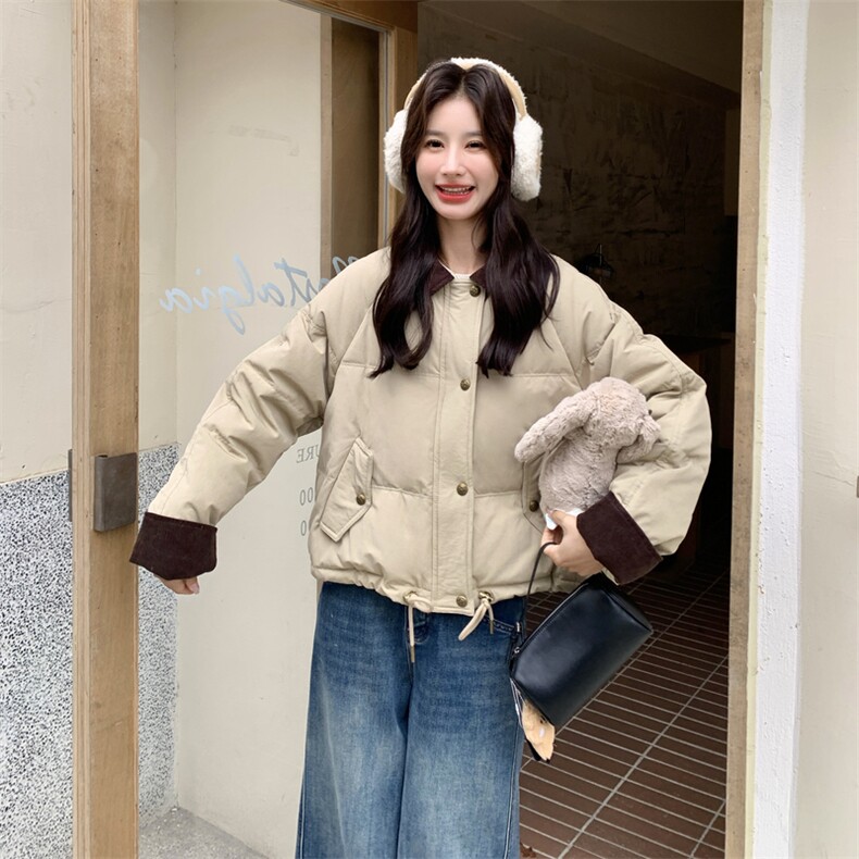 xian货灯芯绒撞色拼接50羽绒服2C090-9024-P235-K358,女装羽绒服,2C090