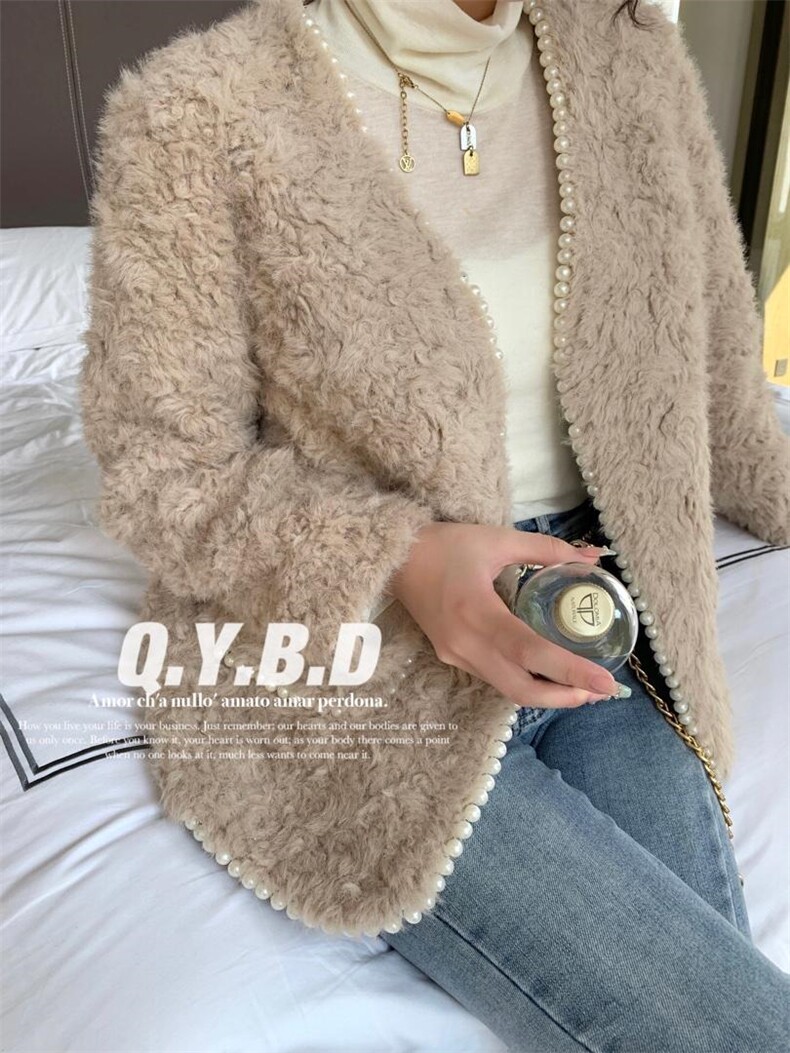 珍珠皮毛一体外套，其它，倩衣百度