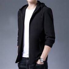 新款外套男春季潮流韩版宽松商务休闲男装夹克连帽纯色春装上衣服，男装夹克，电商B212（原钱塘6029）