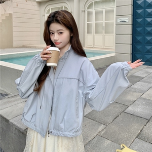现货新款 淡蓝色宽松休闲短外套女春秋季上衣2C353--722#P165K268图片