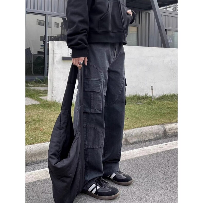 美式复古高街潮牌多口袋工装裤长裤男女直筒宽松休闲裤L82988-p68,男装工装外套,星座1008