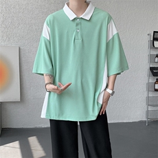 8XL-M拼接撞色短袖t恤男款夏季新款半袖POLO衫加肥加大码DT004P38，男装T恤，电商B312