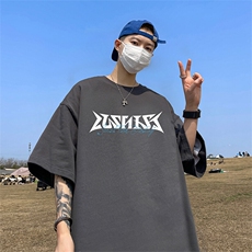 抖音得物二开现货220克夏装重磅美式高街宽松短袖t恤MT177，男装T恤，电商A486-1