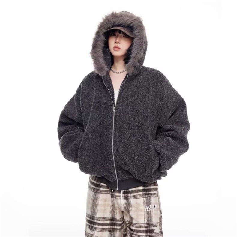 1506A/GHT2740/P82新款秋冬季潮牌慵懒风毛衣高级感纯色连帽外套,男装针织衫/毛衣,星座1506A