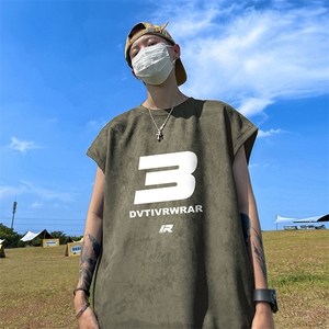 量大优供视频 得物直播品230克夏季麂皮绒背心无袖T恤BJ311图片