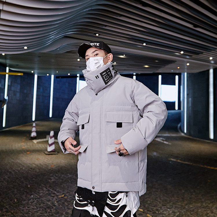 2020电商B247冬季新款港风潮牌流行连帽外套大口袋男8100,男装羽绒服,电商B247