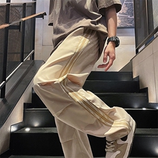 直播数据款春季新款撞色侧条纹伞兵裤宽松直筒休闲裤K505-P32，男装休闲裤，星座914-3