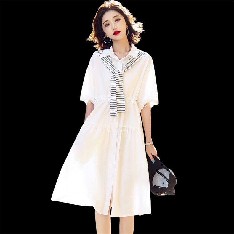 现货2026春夏新品高密水洗棉配披肩学院风胖mm遮肉连衣裙，女装连衣裙，丝露依尚（原SL）