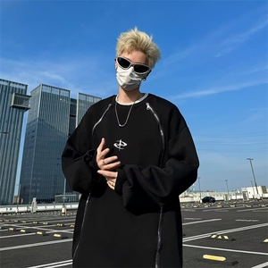 设计感美式高街潮流痞帅长袖t恤男宽松内搭体恤打底衫卫衣 A43图片