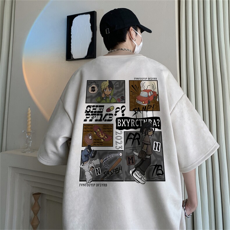 麂皮绒圆领休闲夏季短袖T恤男清凉RT3065-P28控48,男装T恤,电商B370