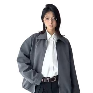 A170-P59 2025美式翻领夹克男女士外套春季宽松纹理上衣休闲图片