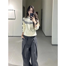 重磅秋冬装北极绒套头毛衣美式复古休闲慵懒风提花工艺针织衫外套，男装针织衫/毛衣，电商A486