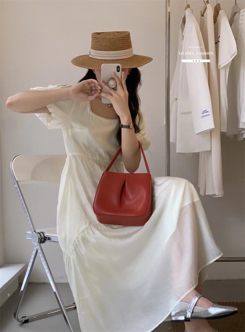 法式泡泡袖连衣裙夏季设计感众温柔高级感初恋裙子,女装连衣裙,香丽迪1