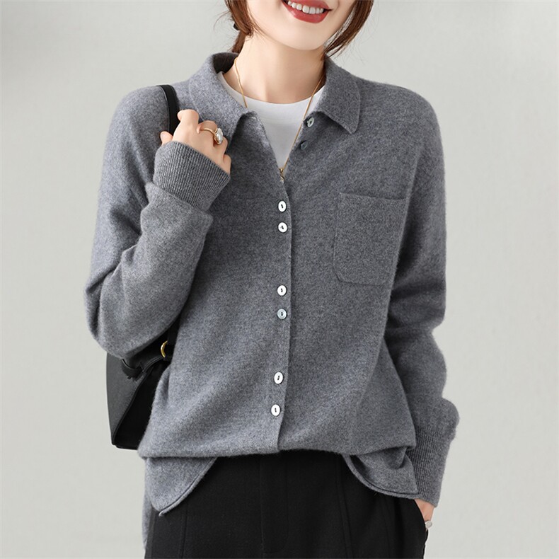 2024秋季新款纯色百搭35%羊绒开衫休闲舒适，女装羊绒衫，富泽羊绒