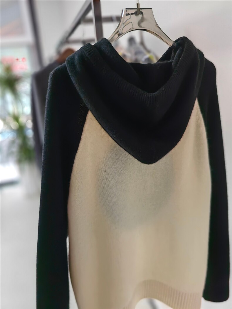 插肩袖连帽衫胸围114衣长64，女装针织衫/毛衣，米田羊绒