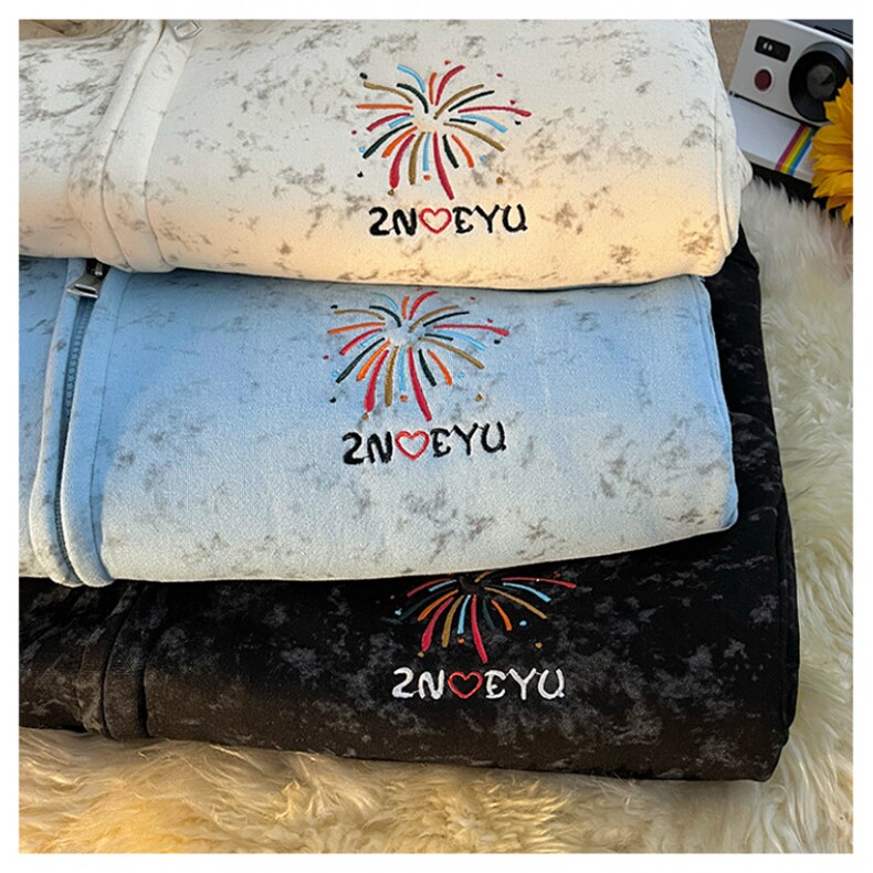 YT11常规75加绒p85控108抖音扎染加绒开衫卫衣现货,男装卫衣,星座712
