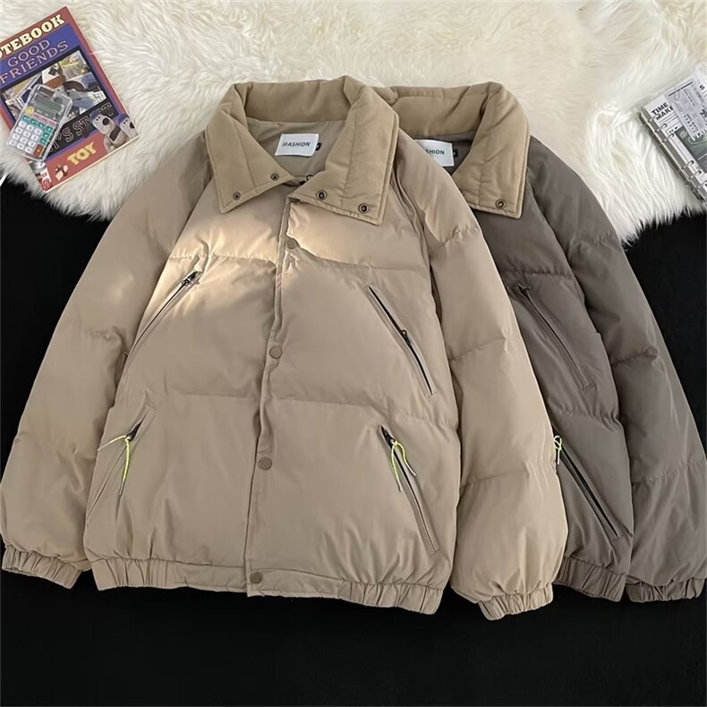 简约设计感翻领短款面包服棉衣外套男女情侣棉服M16-P83图片