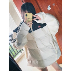 美式高街条纹拼接立领羽绒棉服女冬季oversize小个子学生棉衣外套，男装棉衣，星座506A