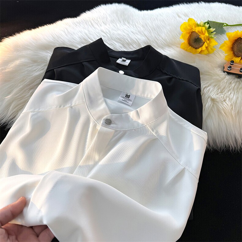 8XL-M中山领新中式短袖衬衫大码痞帅休闲半袖垂感衬衣DC5002/P50图片