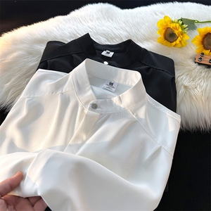 8XL-M中山领新中式短袖衬衫大码痞帅休闲半袖垂感衬衣DC5002/P50图片