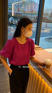 2022春夏新款 华夫格花苞短袖小衫,其它,HL+