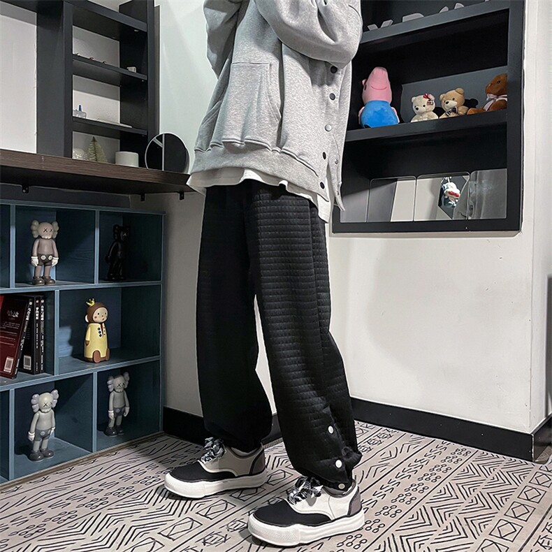 男青春流行直筒华夫格休闲裤K312P32图片