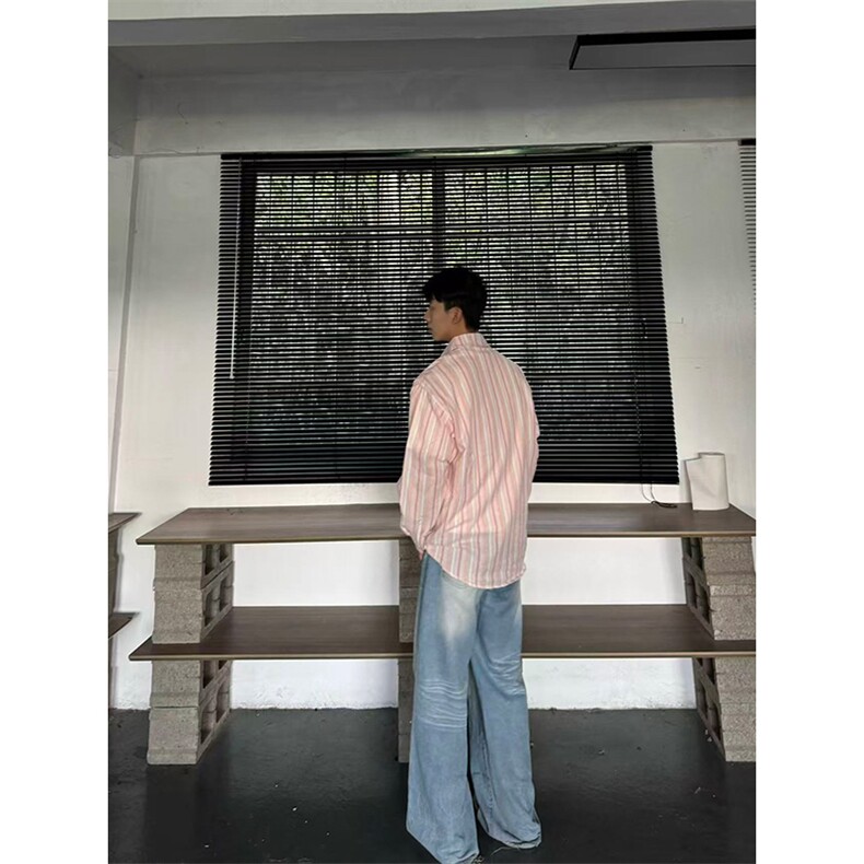 网图有货条纹衬衫外套男女春季宽松慵懒风休闲外穿上衣A1316-P30,男装衬衫,星座1505