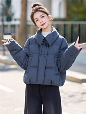 2025冬装新款简约时尚休闲翻领羽绒服，女装羽绒服，美沁