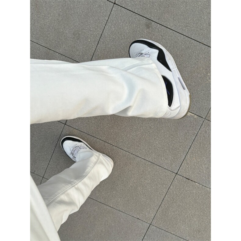 美式vibe风裤子男款春秋加绒纯白色牛仔裤cleanfit修身直筒微喇裤,男装牛仔裤,星座1007（原301D）