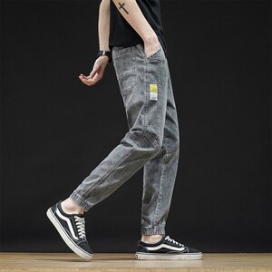 2021夏季新款男士休闲流行贴标青少年牛仔裤K2032-P45图片