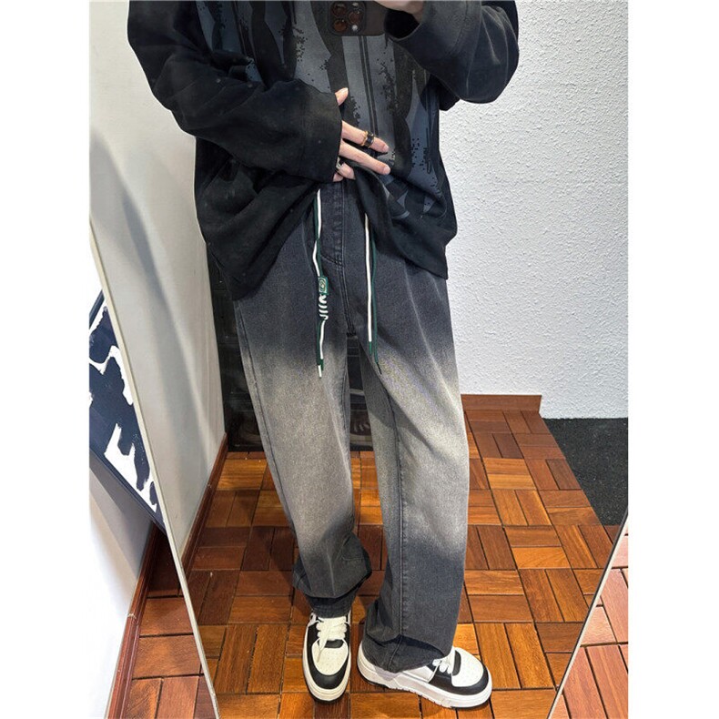 k1097-p55-控78 M-5XL 现货oversize cleanfit风牛仔裤大码渐变图片
