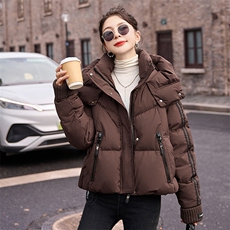 时尚超好看面包服羽绒服女2024冬季新款小个子洋气宽松白鸭绒外套，女装羽绒服，依如秀(原杭风阁)
