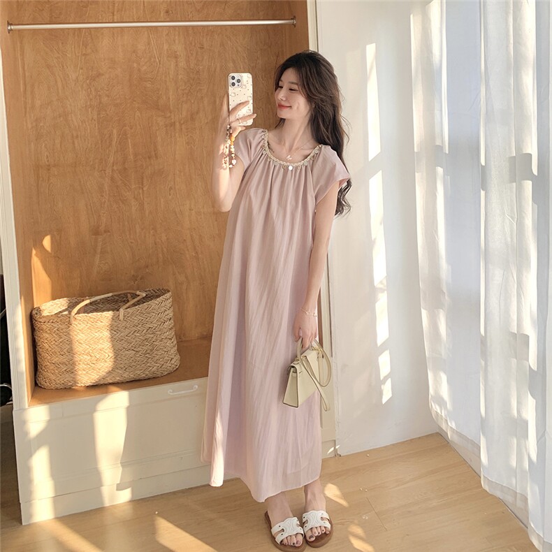 小香风粉色收腰露背连衣裙女2025夏季新款流行爆款绝美减龄长裙子,女装连衣裙,慧尚2-185