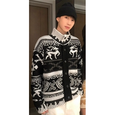 MM498-P63美式新款复古休闲慵懒风开衫针织毛衣，男装针织衫/毛衣，星座617A-2