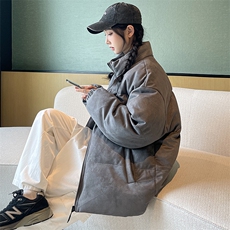 中性风秋冬新款潮牌炸街宽松休闲立领鹿皮绒棉衣A436-0318-P85，男装棉衣，电商A436