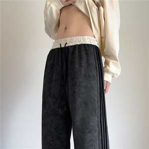 抖音品质秋季新款潮流拼接腰头宽松休闲裤B315-K103-特p40控78图片