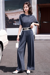 时尚套装女2022年新款夏季百搭洋气街头潮流显瘦阔腿裤子两件套图片