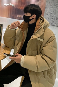 90绒羽绒服 DD5233-TP225 329 情侣高街连帽防风魔术贴标外套图片